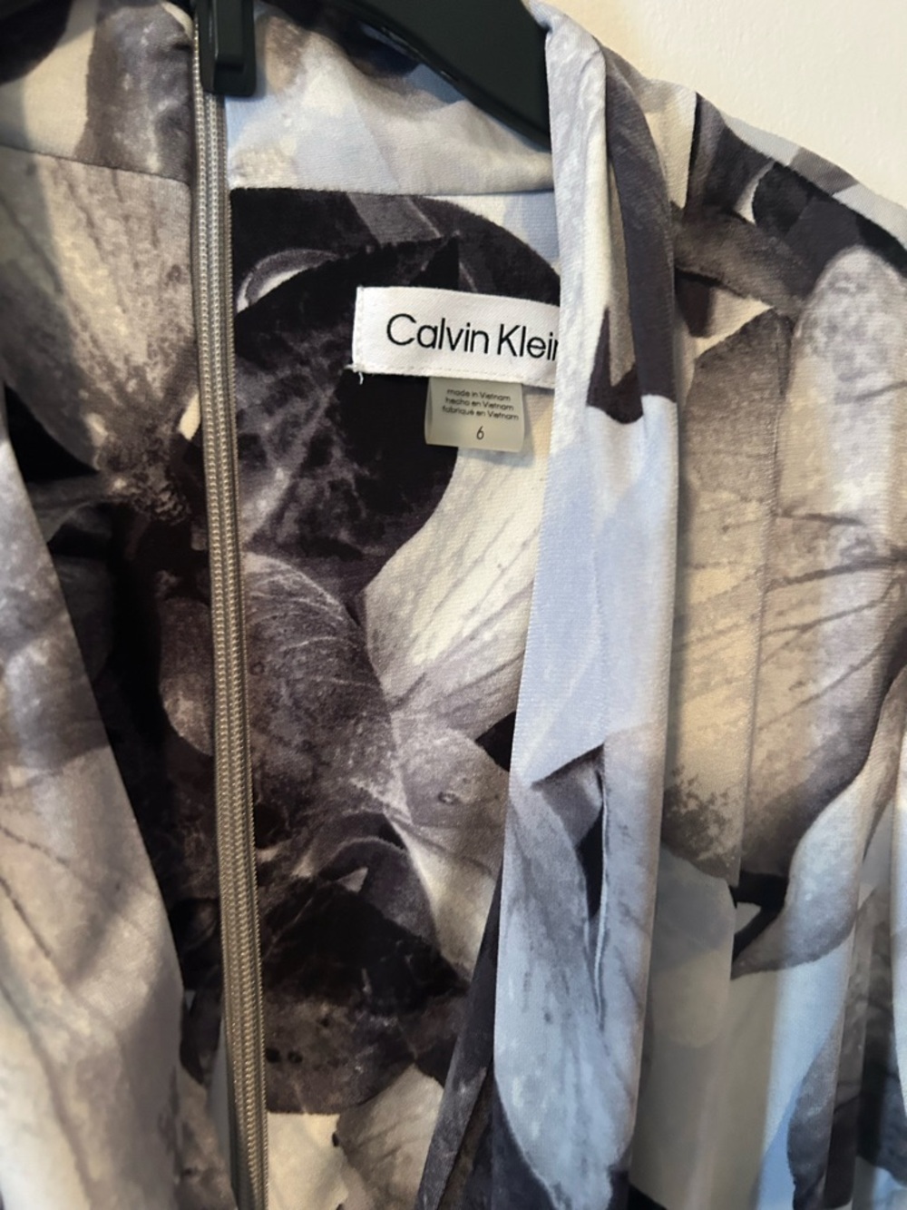 Calvin Klein Monochrome Floral Zip Jacket - Black & Gray